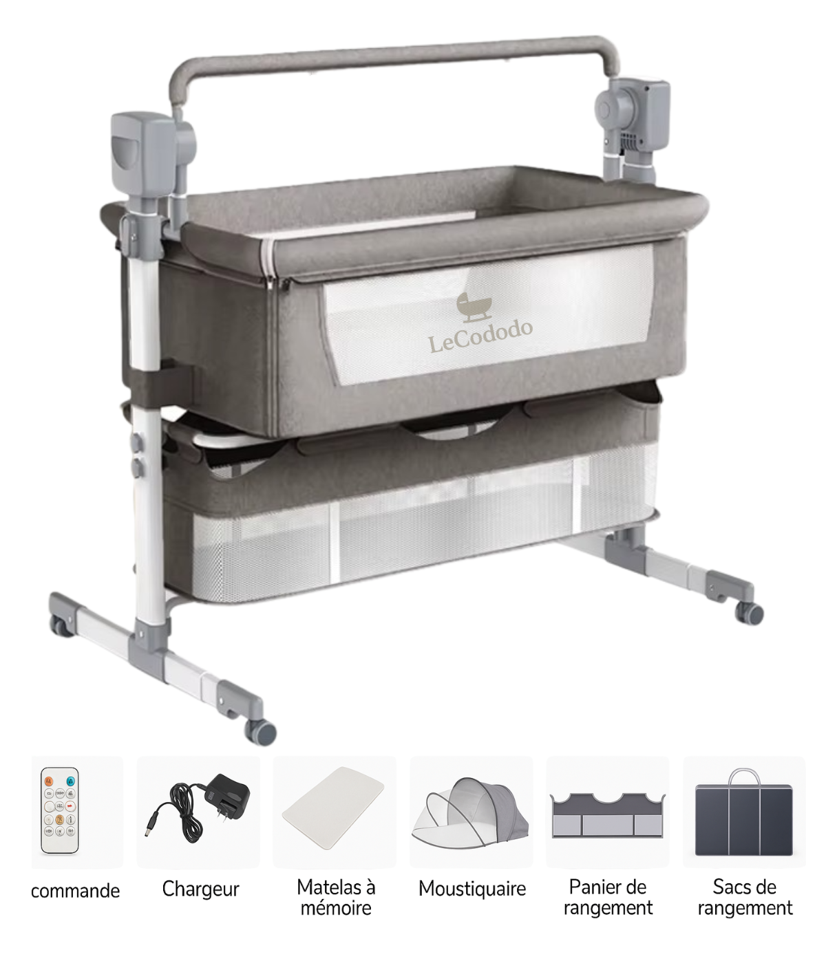 Berceau Cododo Électrique Premium – Hauteur Réglable & Bascule Automatique
