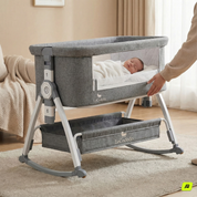 LeCododo B-Confort Premium — Berceau Cododo à Roulettes, Bascule & Rangement (Hauteur Réglable)